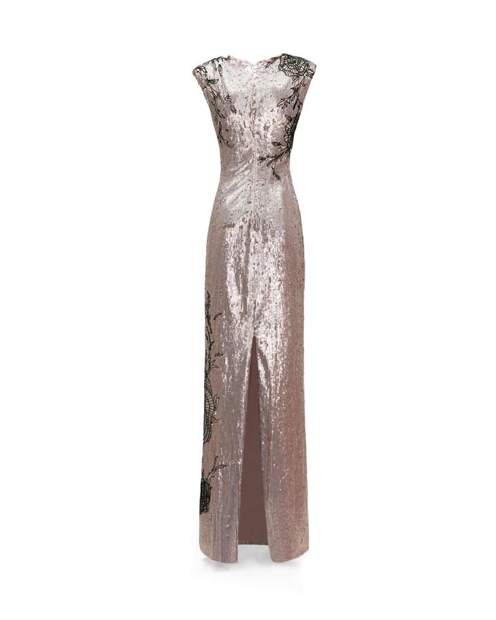 Embroidered Structured Shoulder Dress - Gemy Maalouf