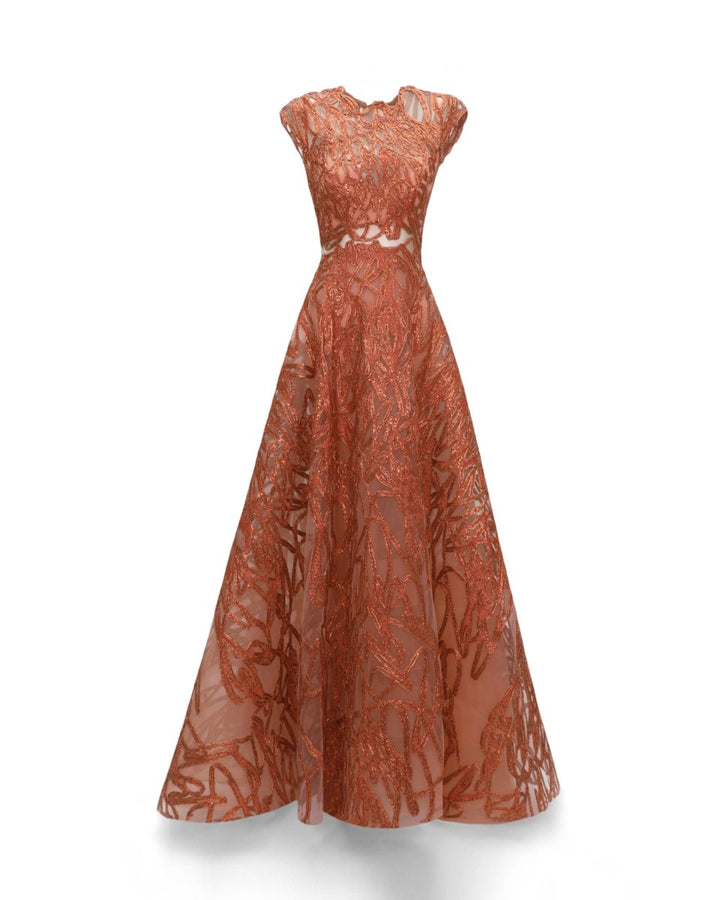 Cap Sleeves Gown - Gemy Maalouf