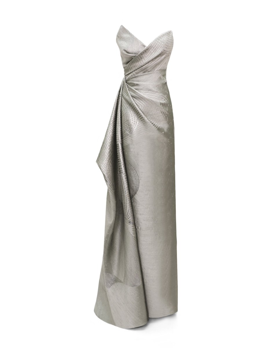 Asymmetrical Neckline Dress - Gemy Maalouf
