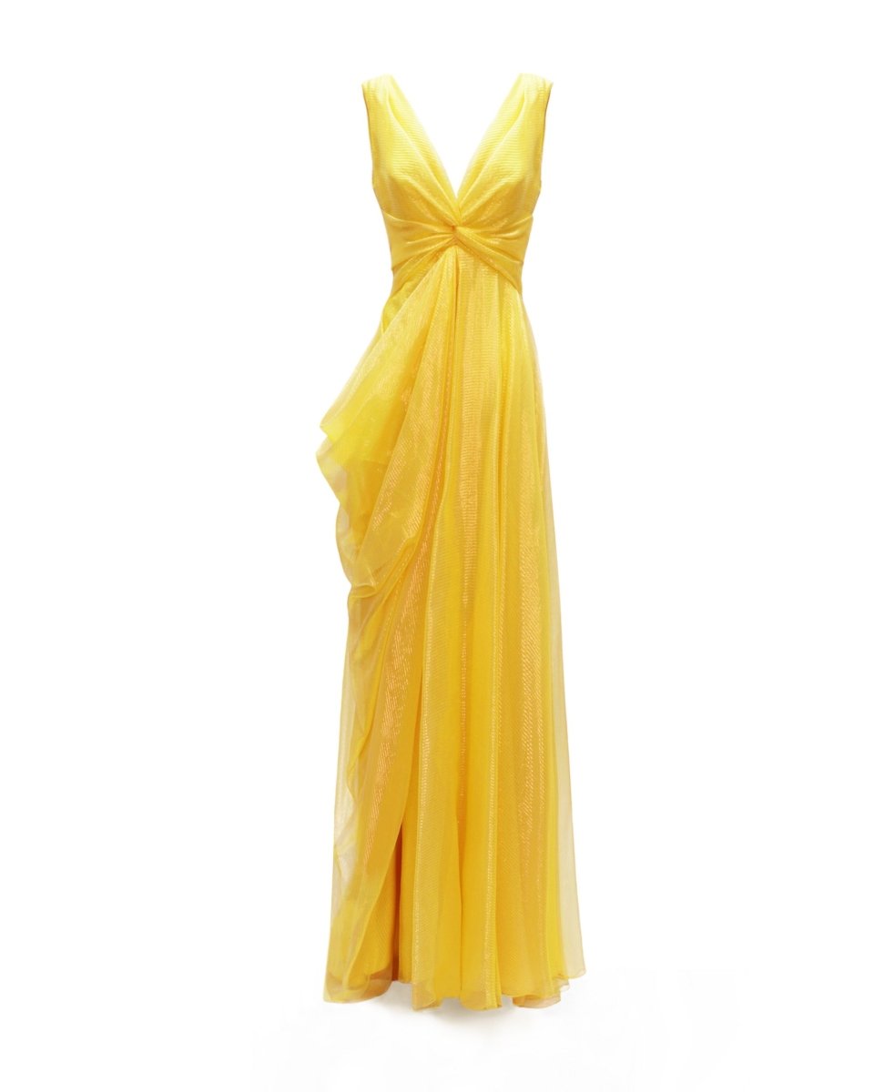 V - Neckline Draped Dress - Gemy Maalouf