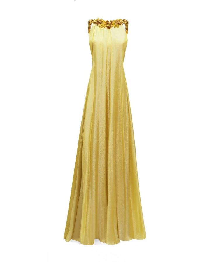 Beaded Strap Neckline Loose - Cut Dress - Gemy Maalouf