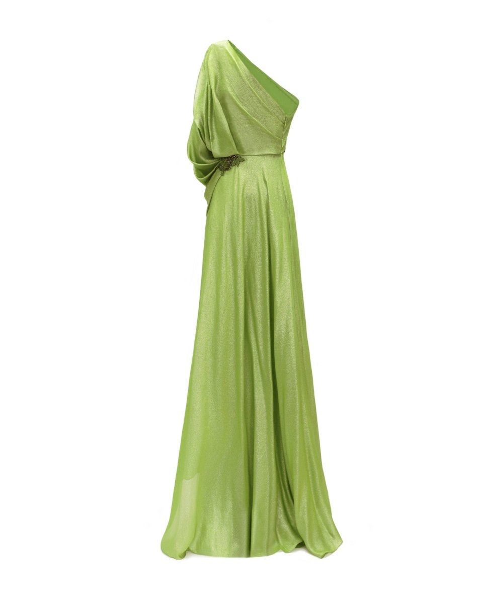 One - Shoulder Dress with Beaded Waistline - Gemy Maalouf