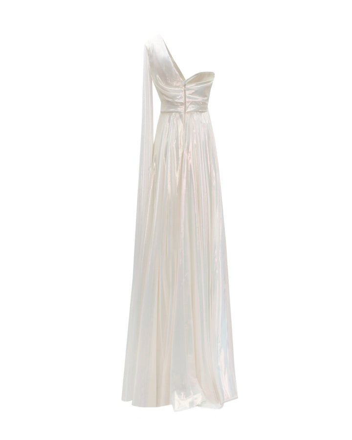 One - Shoulder Draped Chiffon Dress - Gemy Maalouf
