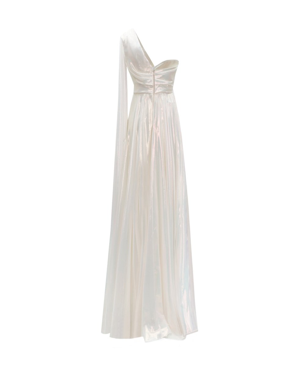 One - Shoulder Draped Chiffon Dress - Gemy Maalouf