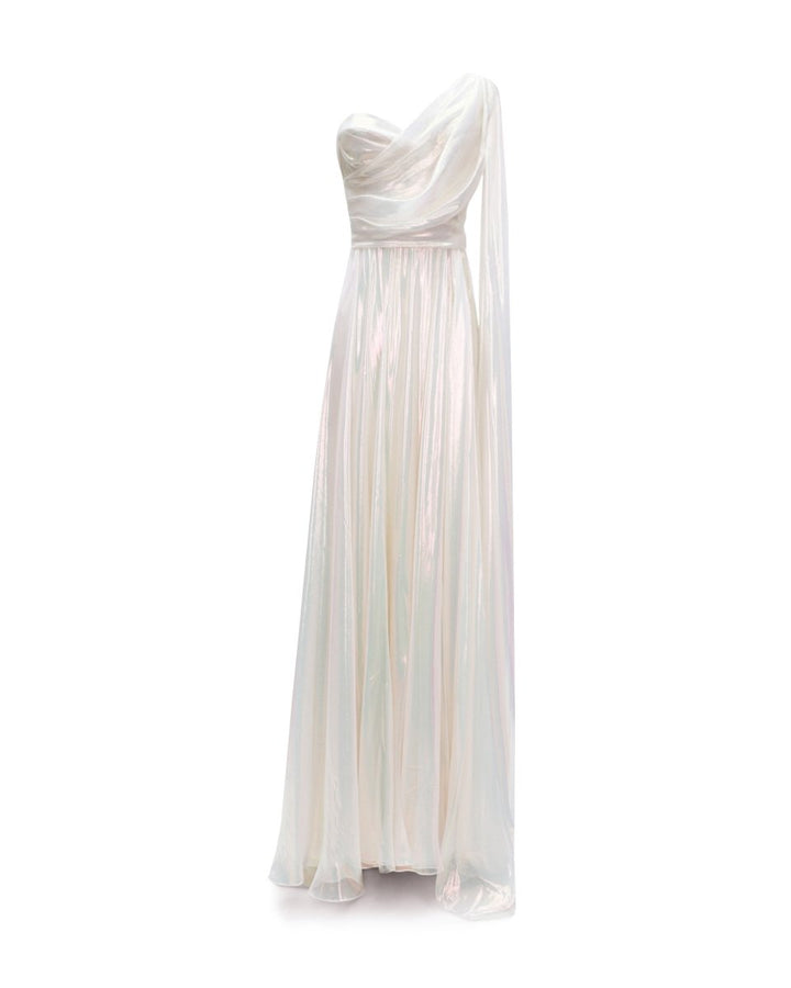 One - Shoulder Draped Chiffon Dress - Gemy Maalouf