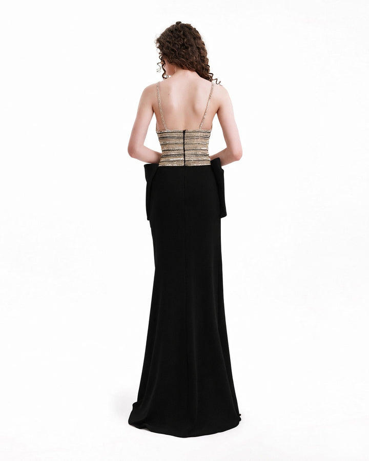 Beaded Dress with Bow