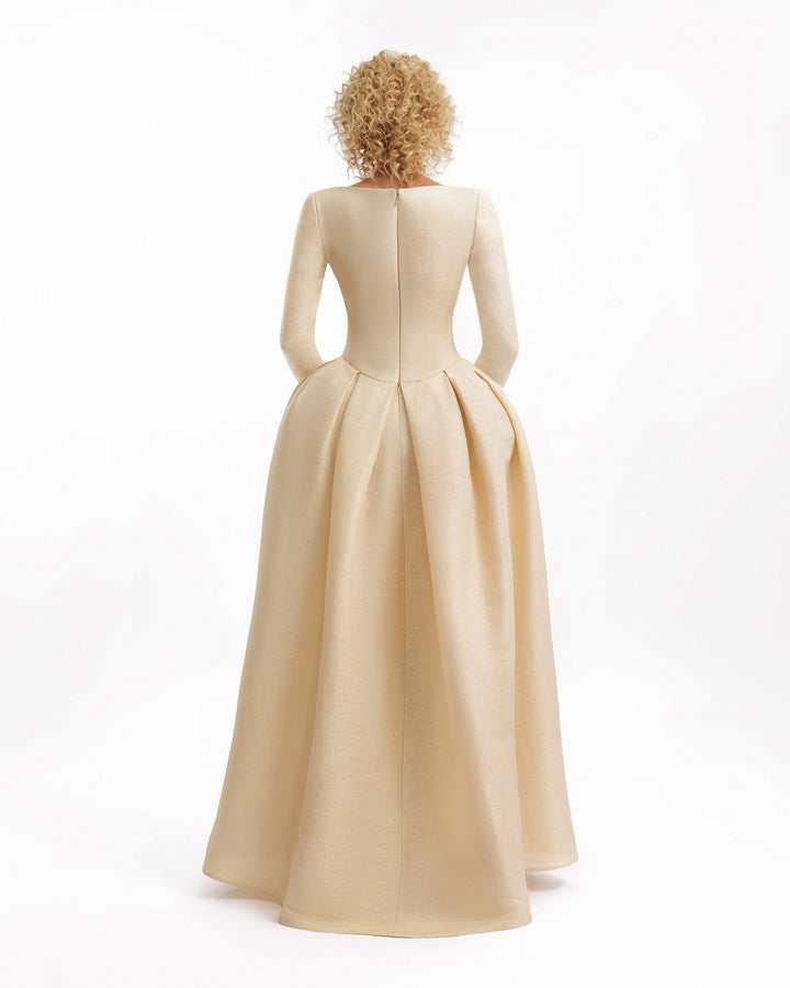 فستان جاكار برقبة مربعة