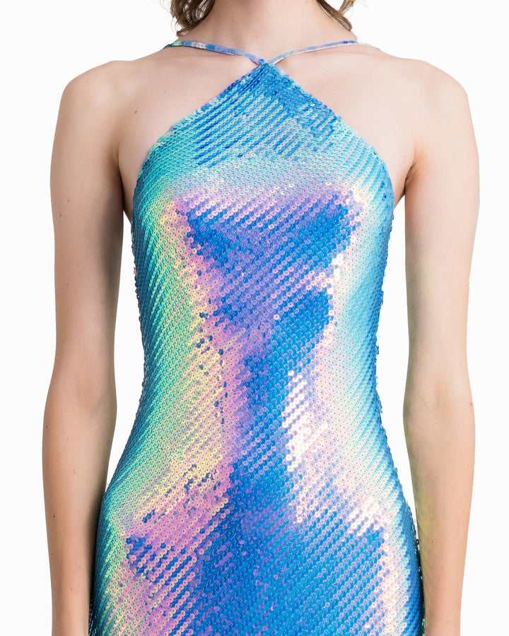 Halter-Neck Slim-Cut Dress