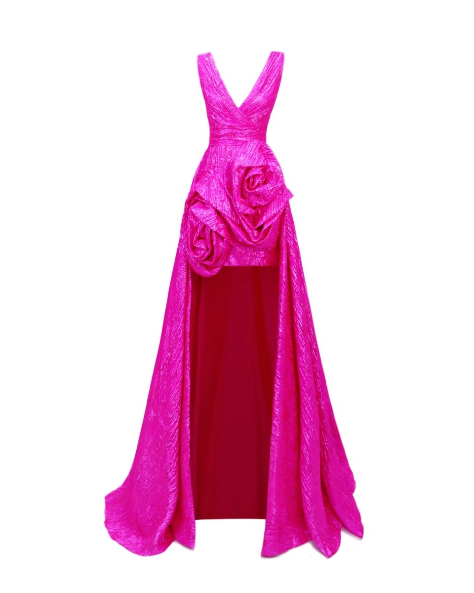 Long Dress With Draped Flowers - Gemy Maalouf