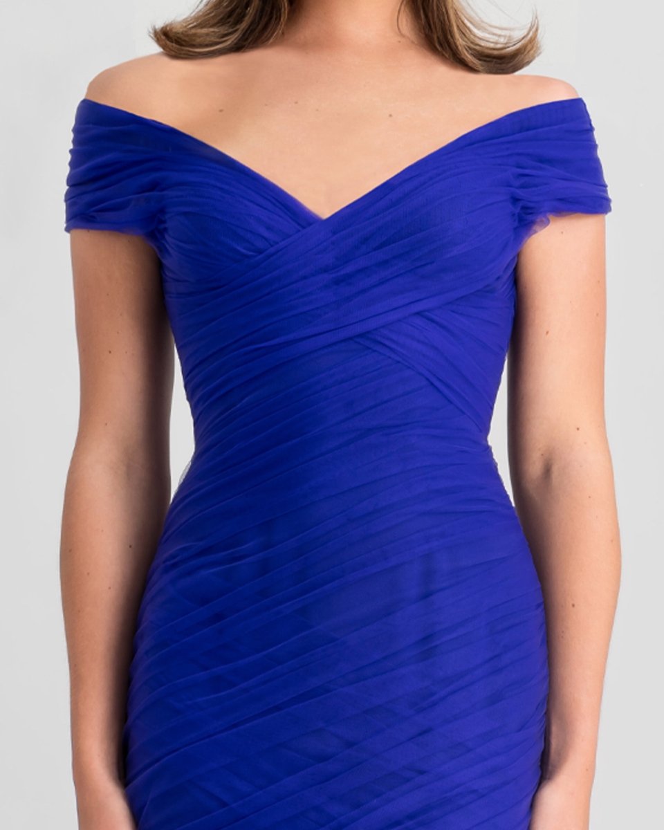Draped Mermaid - Cut Royal Blue Dress - Gemy Maalouf