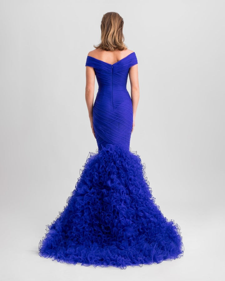 Draped Mermaid - Cut Royal Blue Dress - Gemy Maalouf