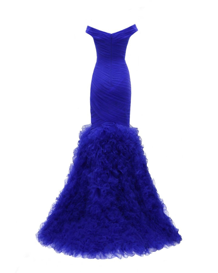 Draped Mermaid - Cut Royal Blue Dress - Gemy Maalouf