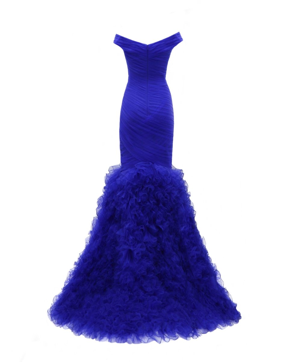 Draped Mermaid - Cut Royal Blue Dress - Gemy Maalouf