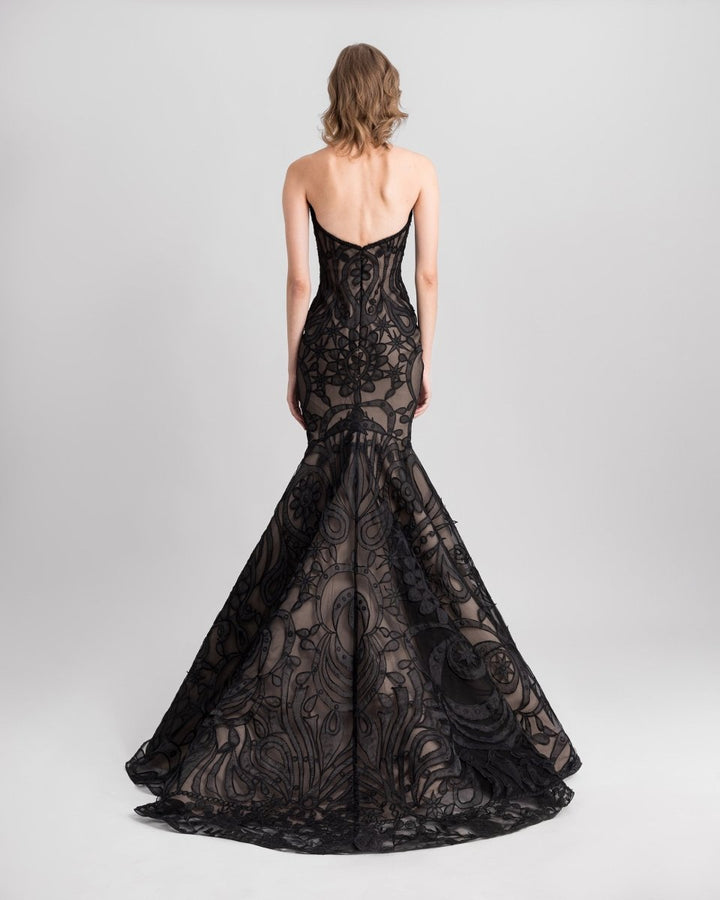 Strapless Mermaid - Cut Lace Dress - Gemy Maalouf