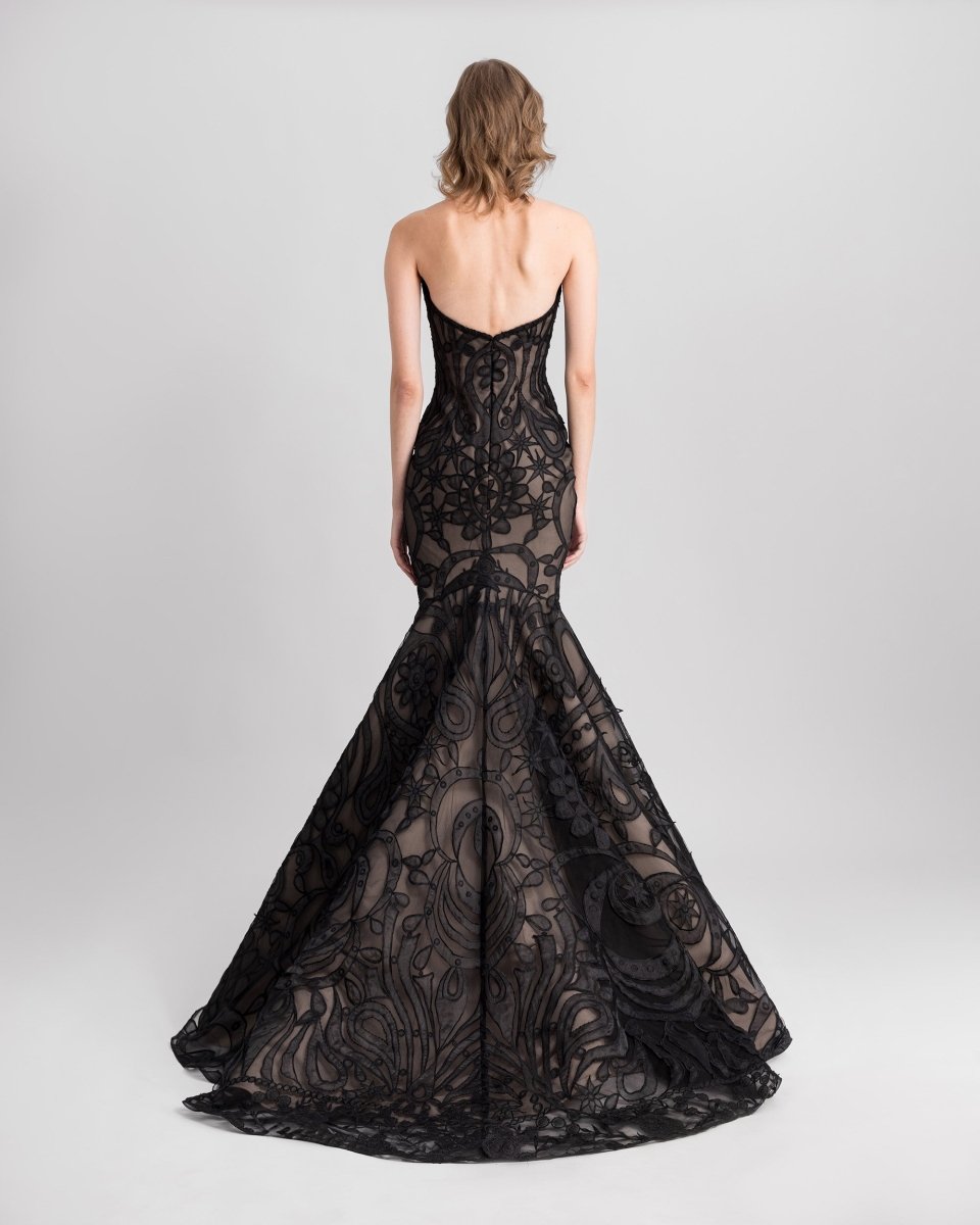 Strapless Mermaid - Cut Lace Dress - Gemy Maalouf