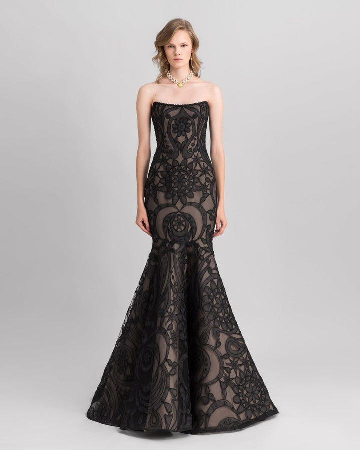 Strapless Mermaid - Cut Lace Dress - Gemy Maalouf