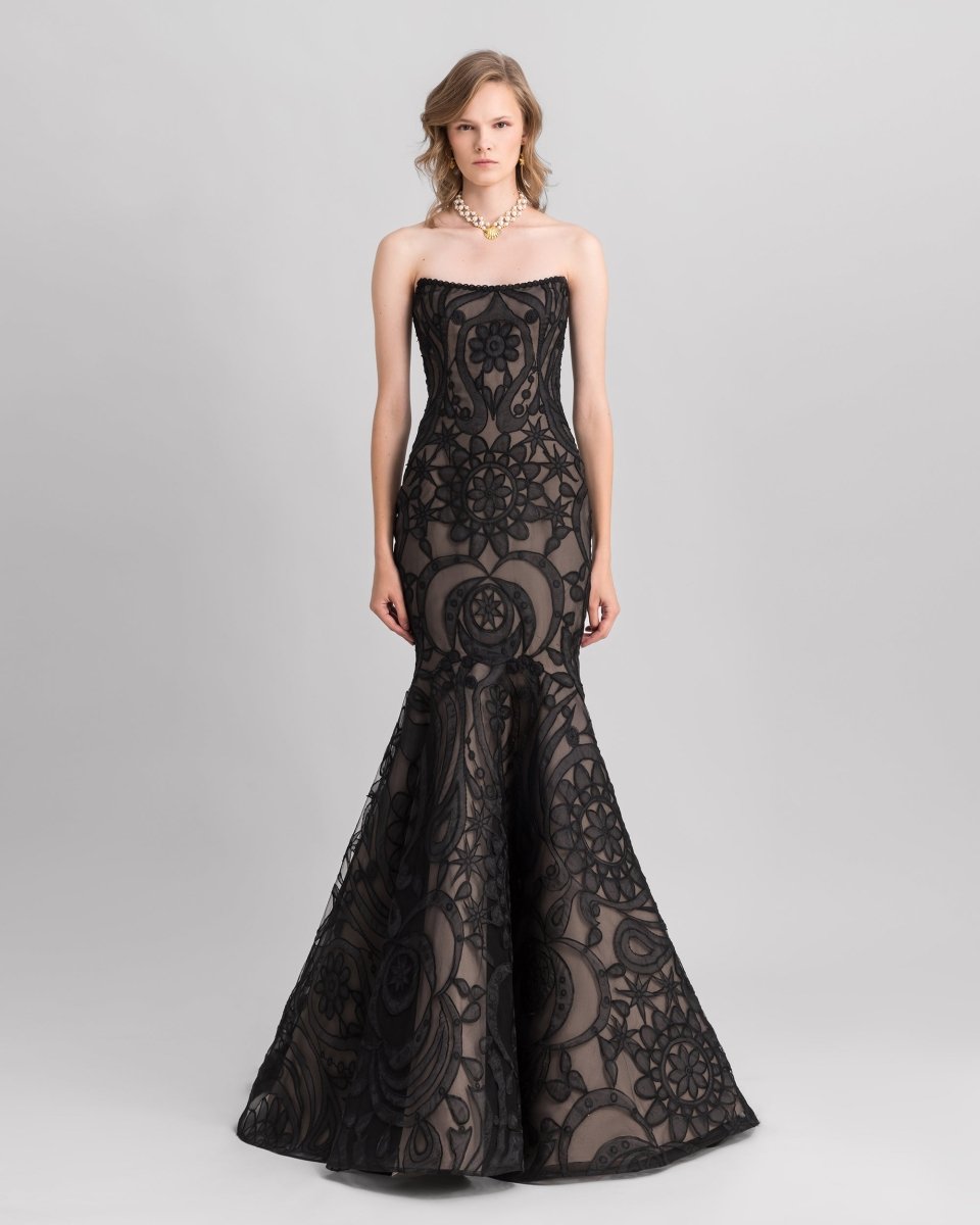Strapless Mermaid - Cut Lace Dress - Gemy Maalouf