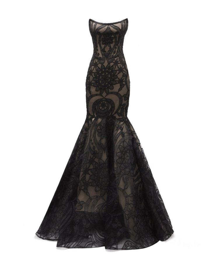 Strapless Mermaid - Cut Lace Dress - Gemy Maalouf