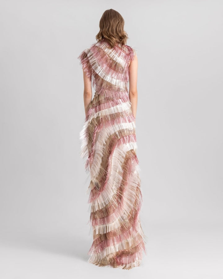 Metallic Fringes Dress - Gemy Maalouf