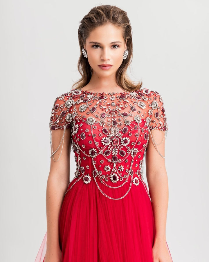 Fully Beaded Corset Long Dress - Gemy Maalouf