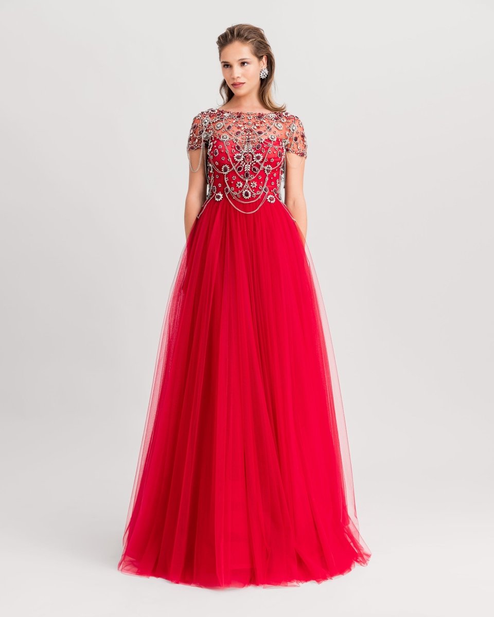 Fully Beaded Corset Long Dress - Gemy Maalouf