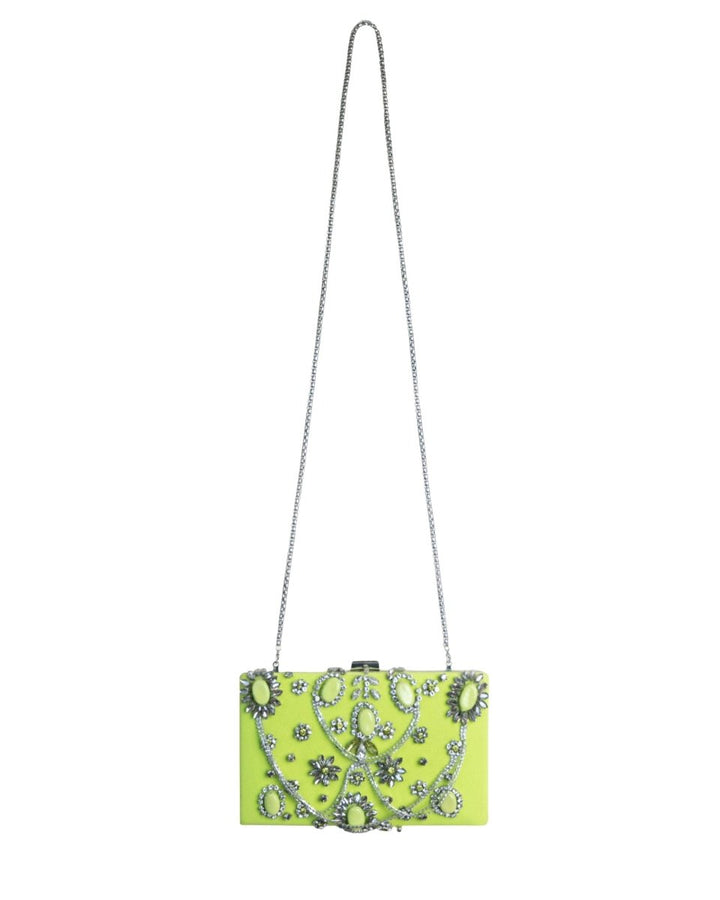 Bejeweled Lime Clutch - Gemy Maalouf