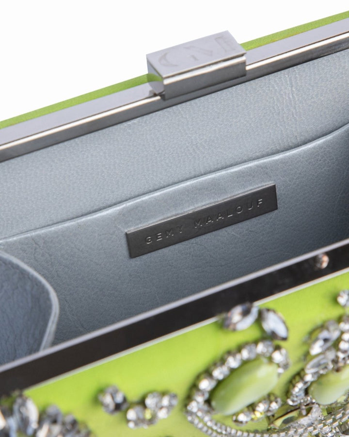 Bejeweled Lime Clutch - Gemy Maalouf