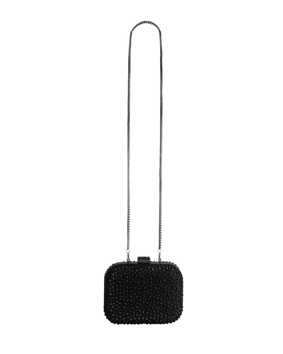 Gemy Maalouf | Clutches | Black Clutch With Rhinestones
