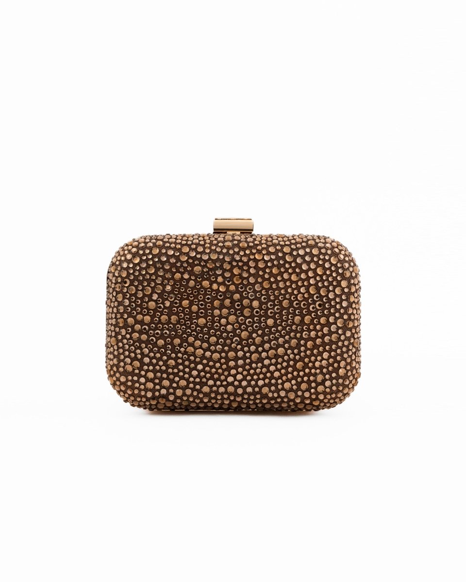 Crystal-Embellished Crepe Clutch