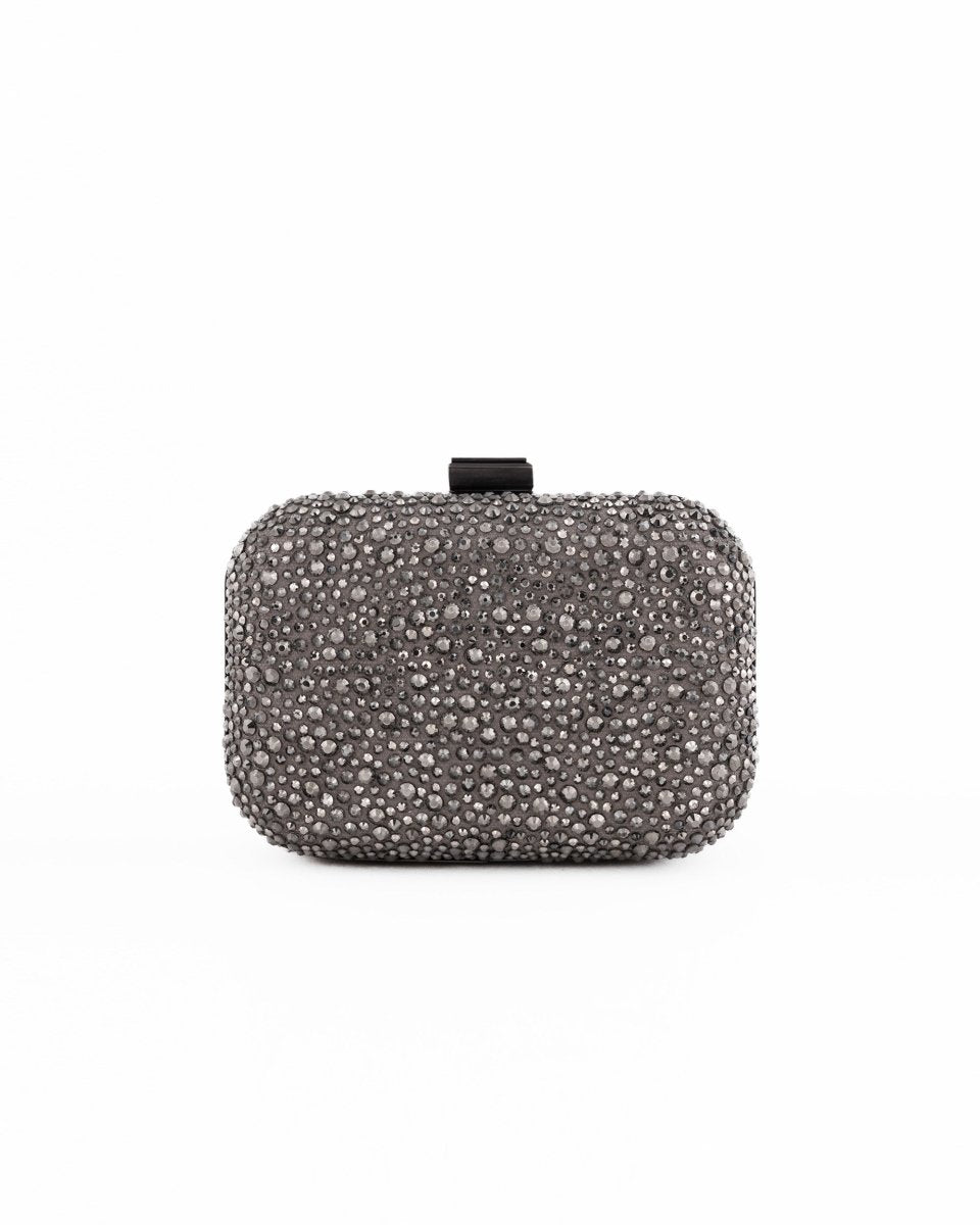 Crystal-Embellished Crepe Clutch