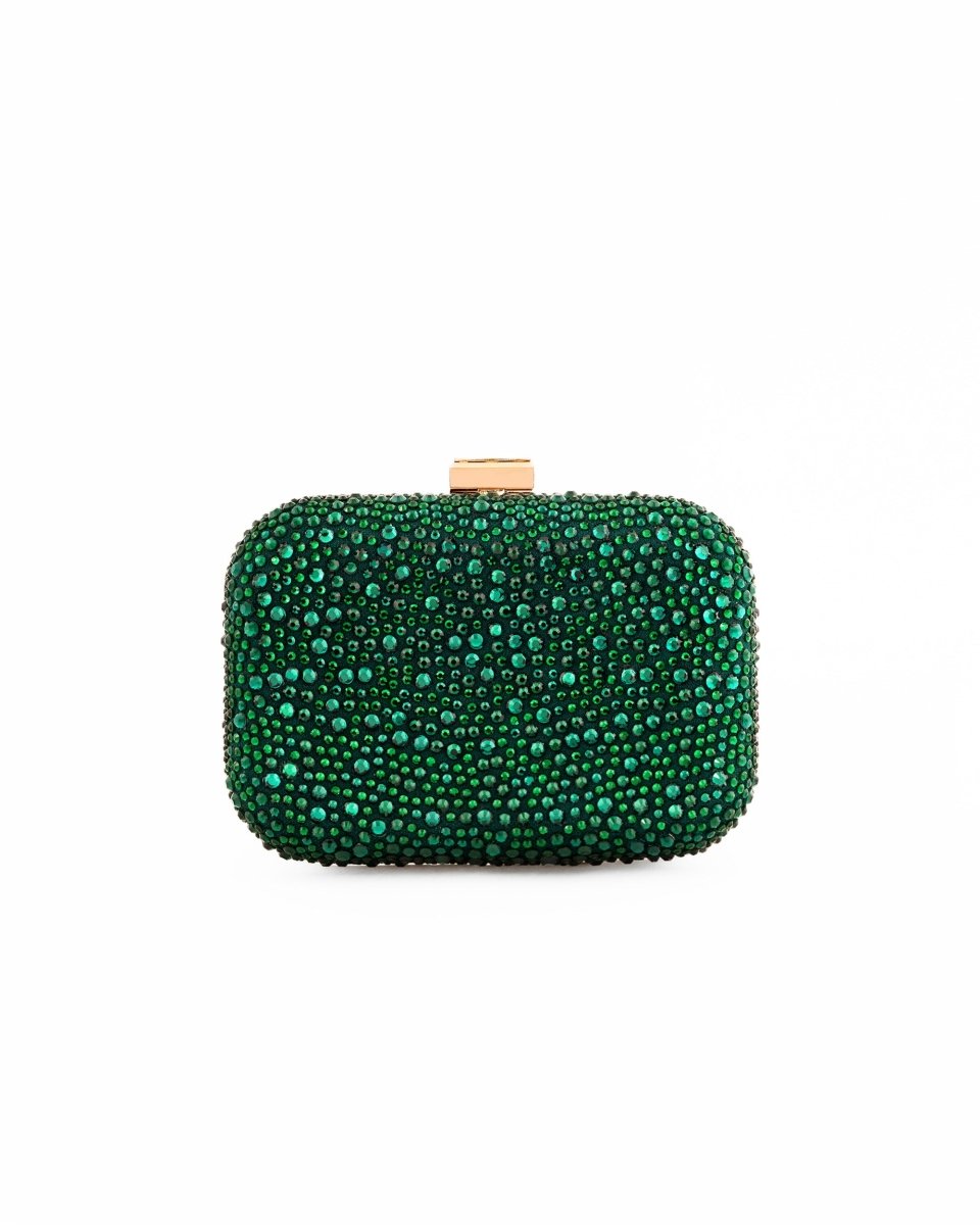 Crystal-Embellished Crepe Clutch