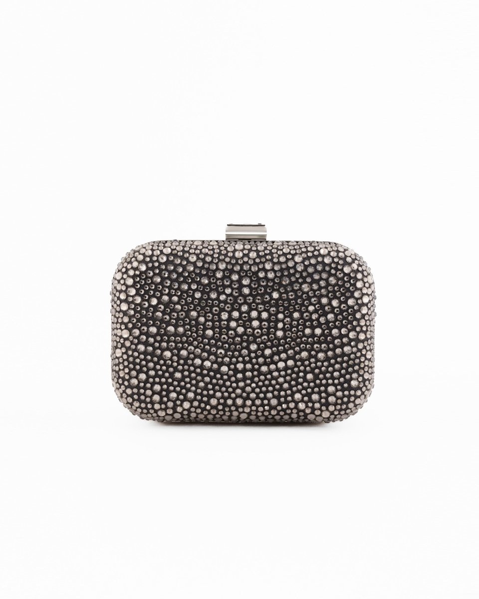 Crystal-Embellished Crepe Clutch