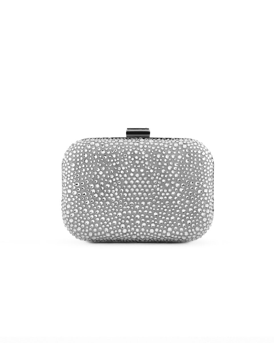 Crystal-Embellished Crepe Clutch
