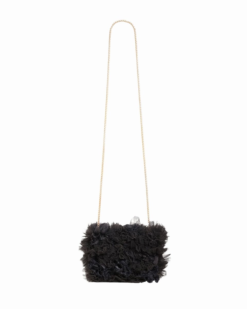 Rushed Black Tulle Clutch - Gemy Maalouf