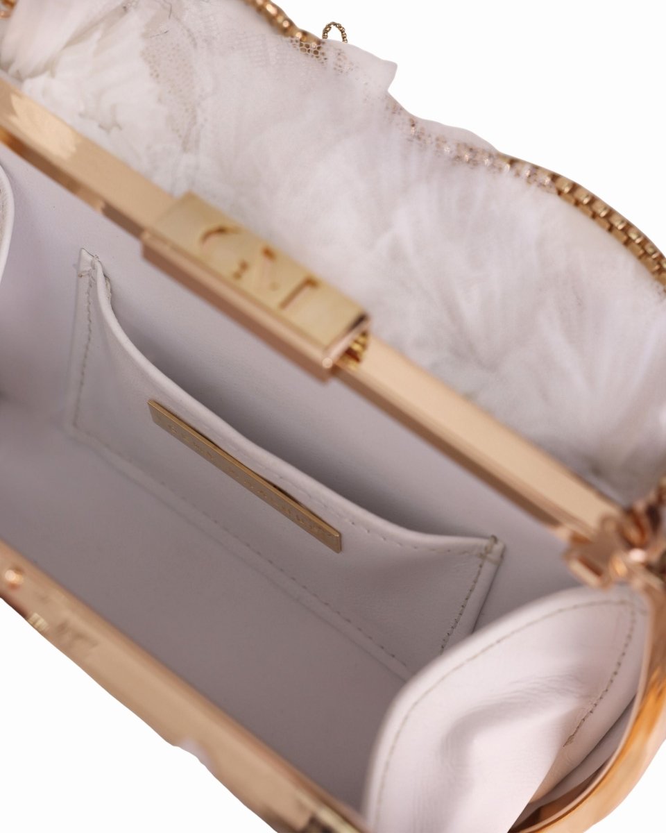 Rushed White Tulle Clutch - Gemy Maalouf