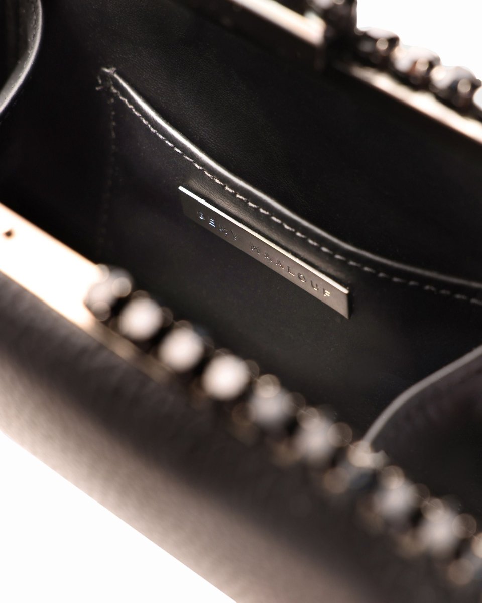 Leather Clutch With Black Hardware - Gemy Maalouf