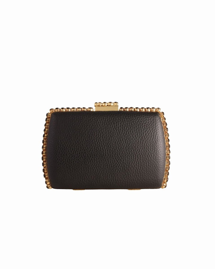 Leather Clutch With Gold Hardware - Gemy Maalouf