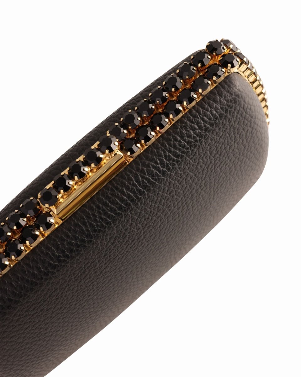 Leather Clutch With Gold Hardware - Gemy Maalouf