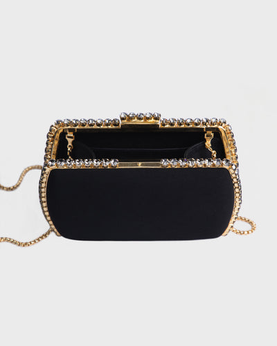 Black Clutch With Gold Hardware