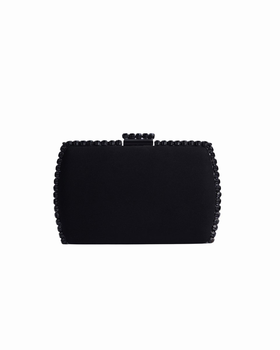 Gemy Maalouf | Clutches | Black Clutch With Rhinestones