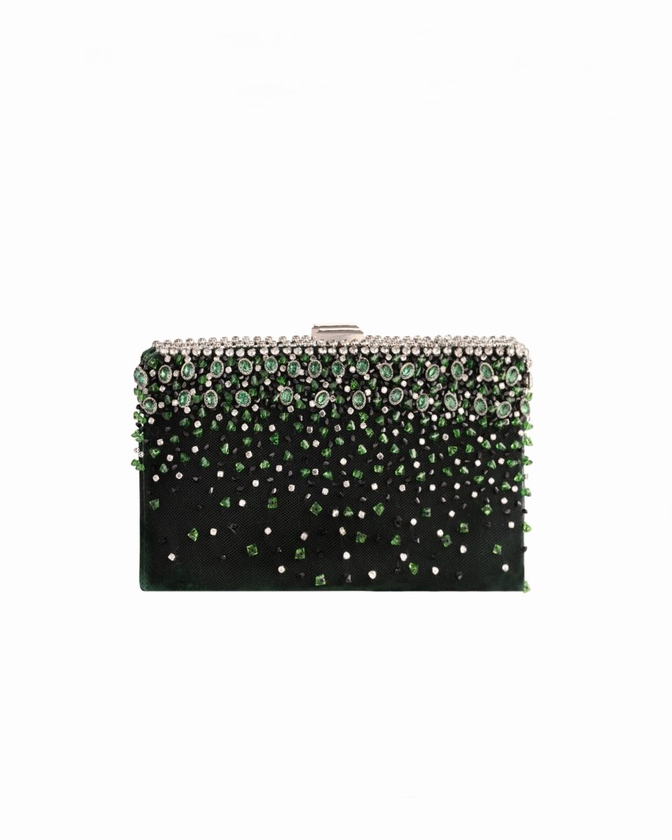 Bejeweled Green Clutch - Gemy Maalouf