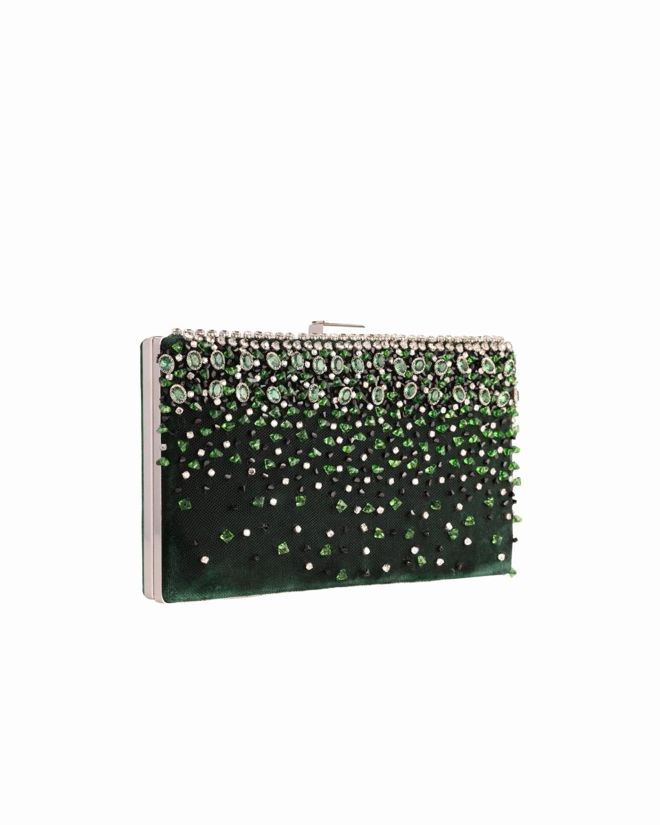 Bejeweled Green Clutch - Gemy Maalouf