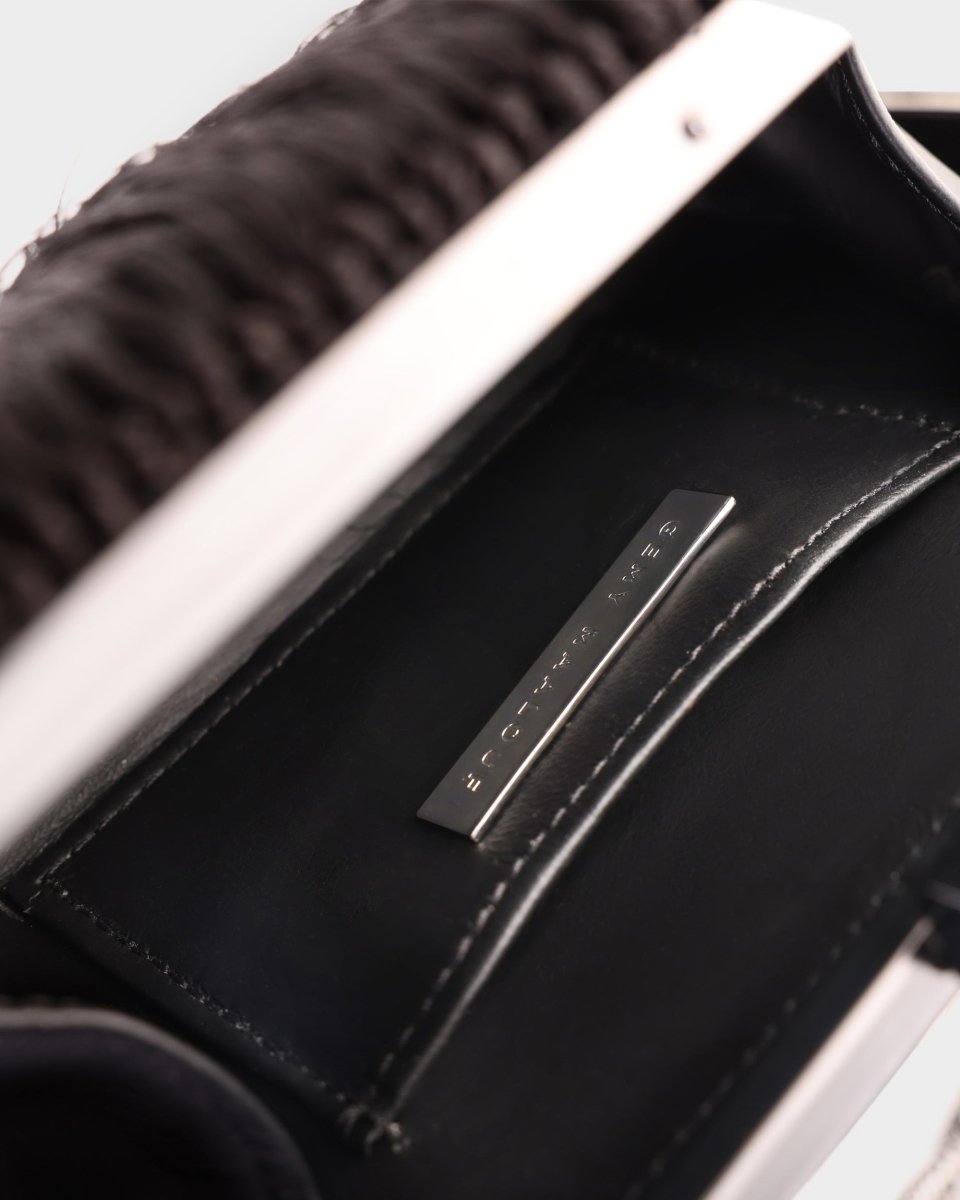 Black And White Clutch With Fringes - Gemy Maalouf