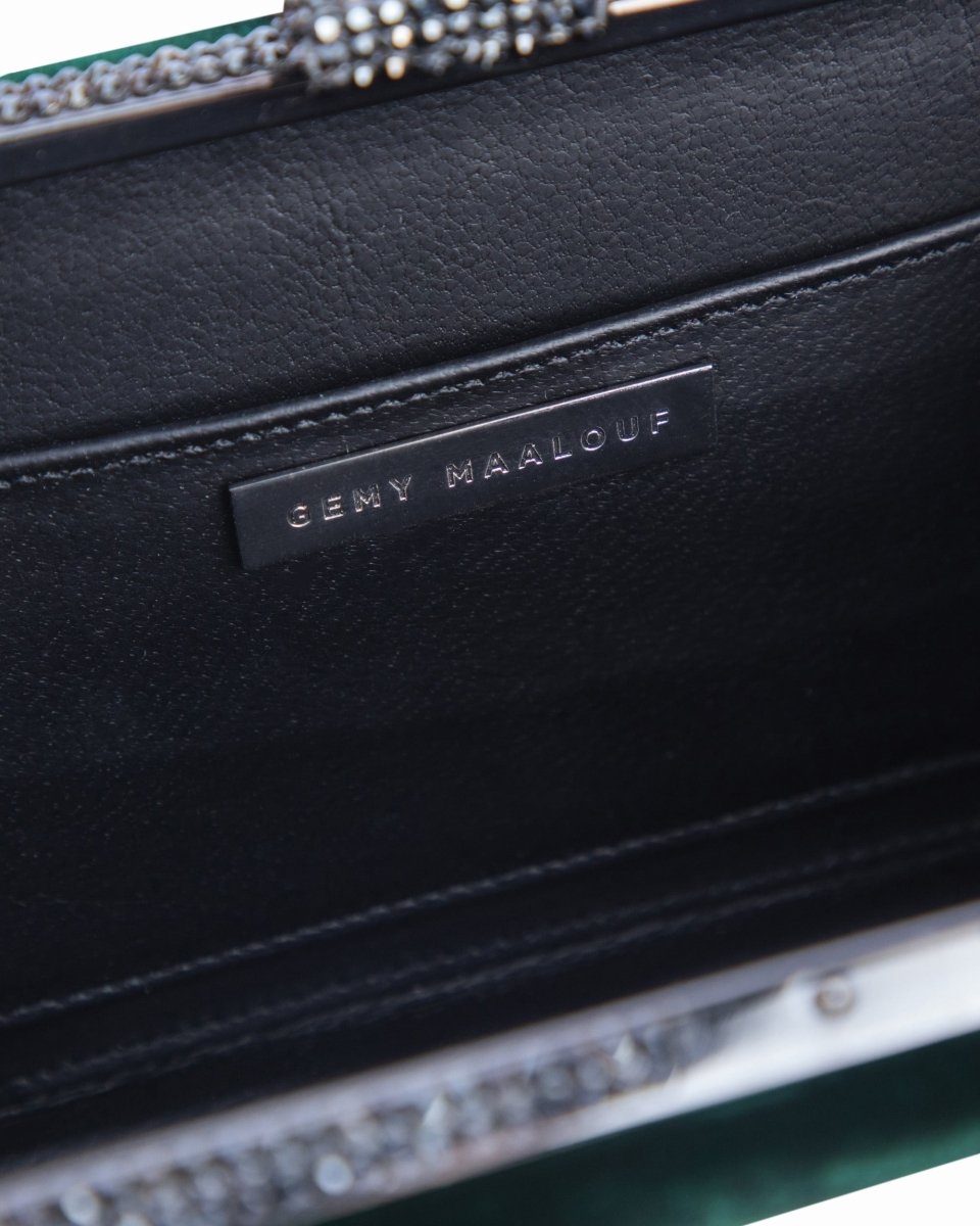 Dark Green Velvet Clutch - Gemy Maalouf