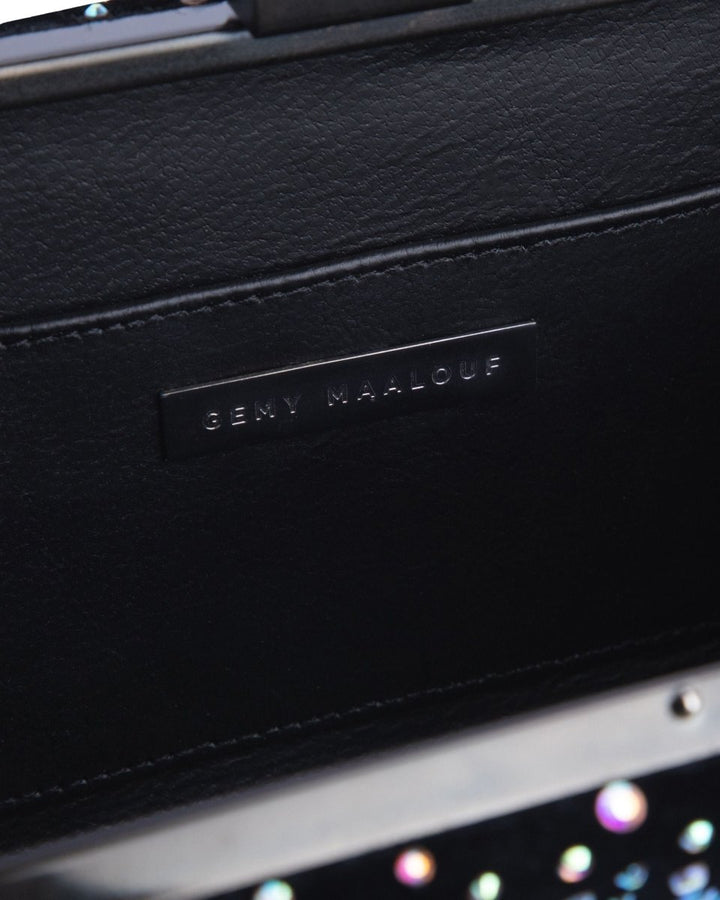 Velvet Clutch With Rhinestones - Gemy Maalouf