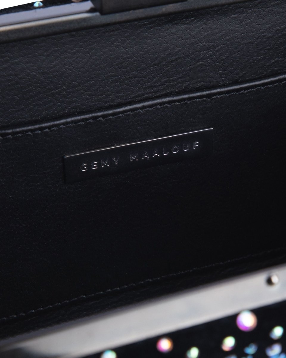 Velvet Clutch With Rhinestones - Gemy Maalouf