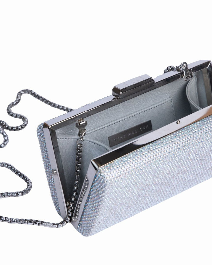Rhinestones Silver Clutch - Gemy Maalouf