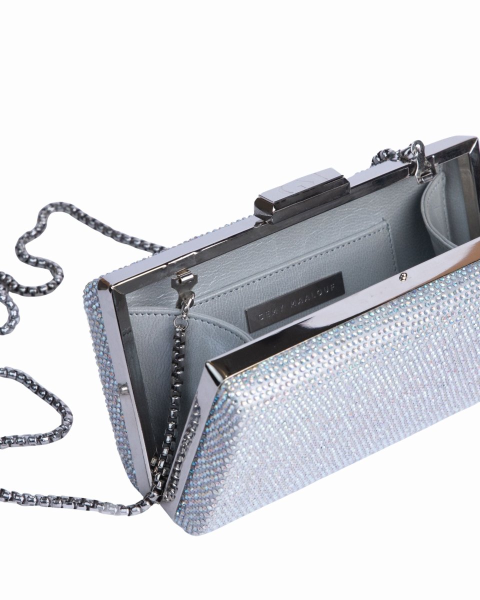 Rhinestones Silver Clutch - Gemy Maalouf
