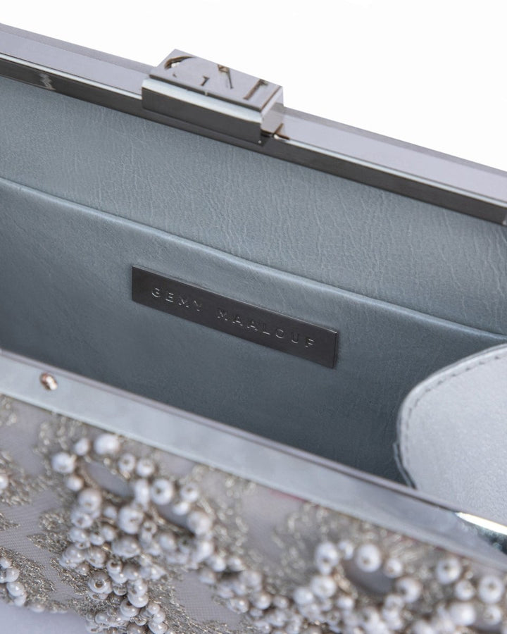 Embroidered Grey Clutch - Gemy Maalouf