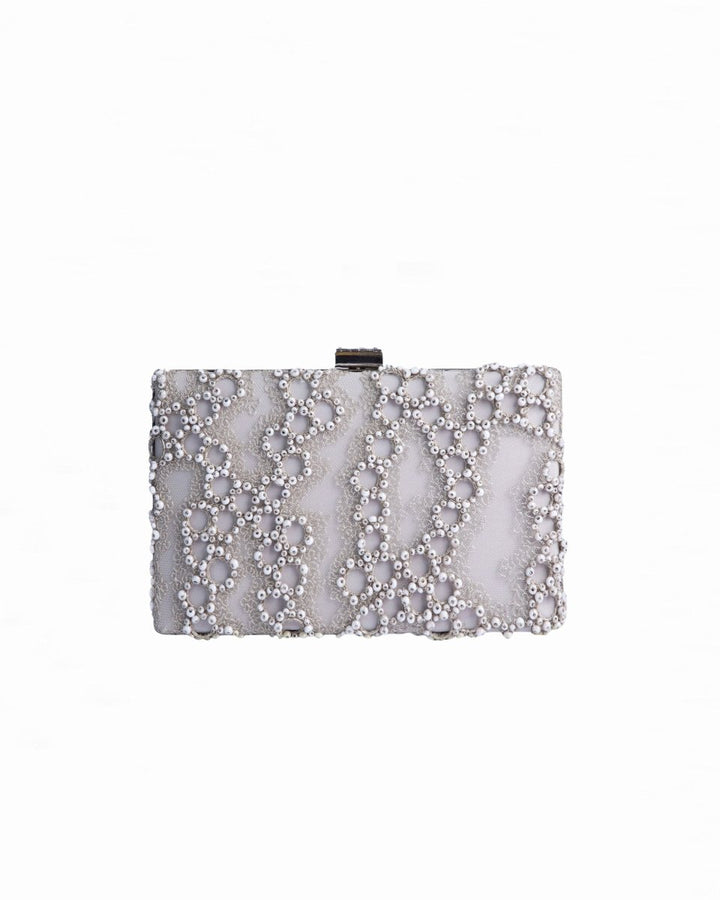 Embroidered Grey Clutch - Gemy Maalouf